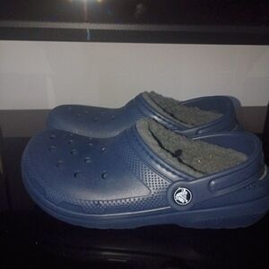 Kids Blue Crocs with Fleece Lining
